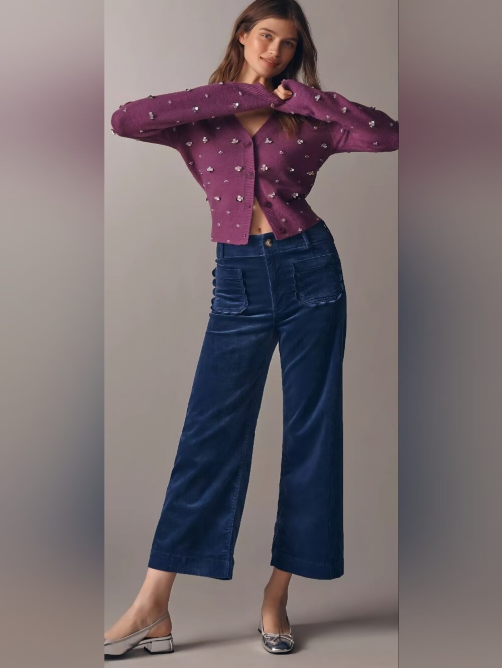 Anthropologie Maeve Size 27 Colette Corduroy High-Rise Wide-Leg Cropped Pants